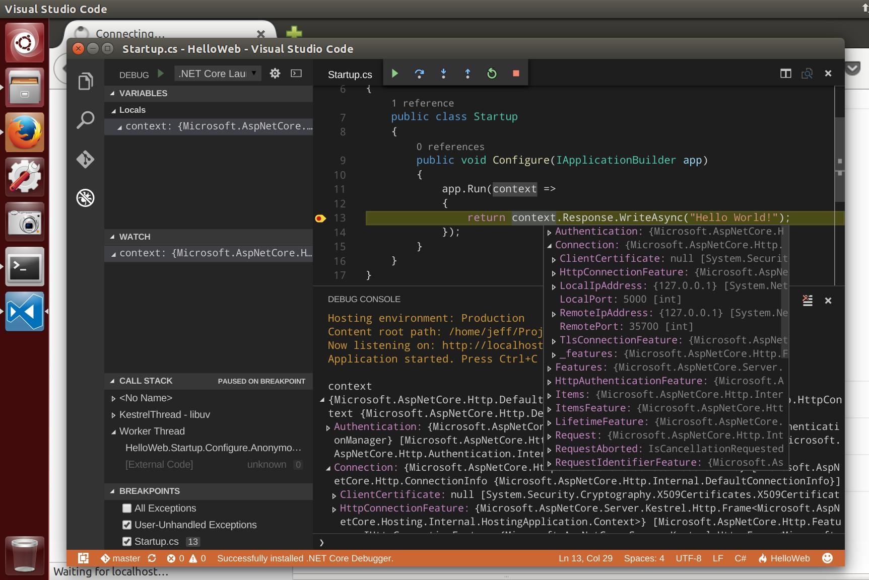 add breakpoint vscode